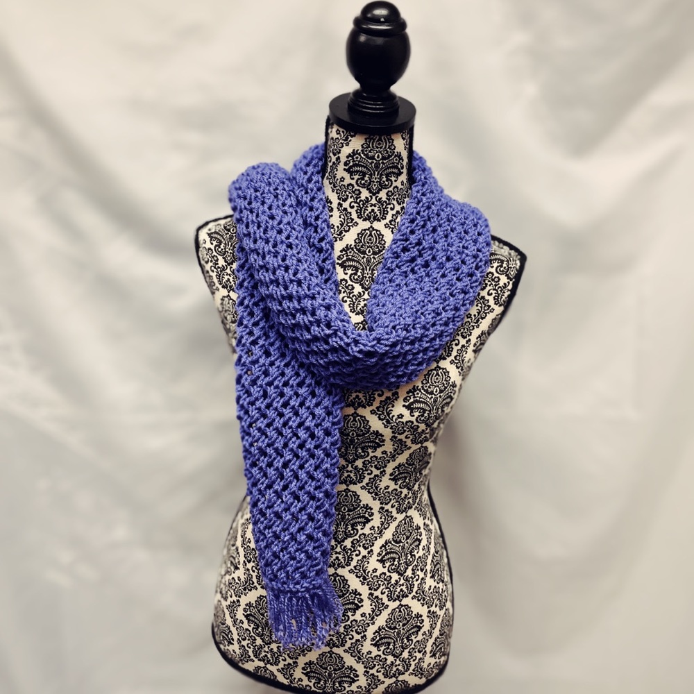 Handmade hand knit scarf - purple